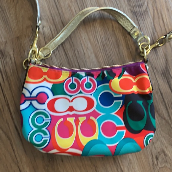 Coach Multi-Colour Logo Crossbody Bag EUC - Picture 6 of 10